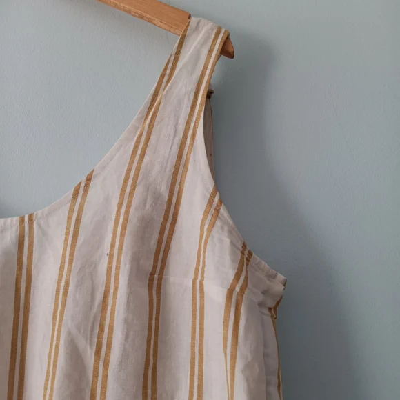 Sézane Rio Ecru Ocher Stripe Tie Shoulder Linen Blend Top 40/8 - Picture 5 of 9